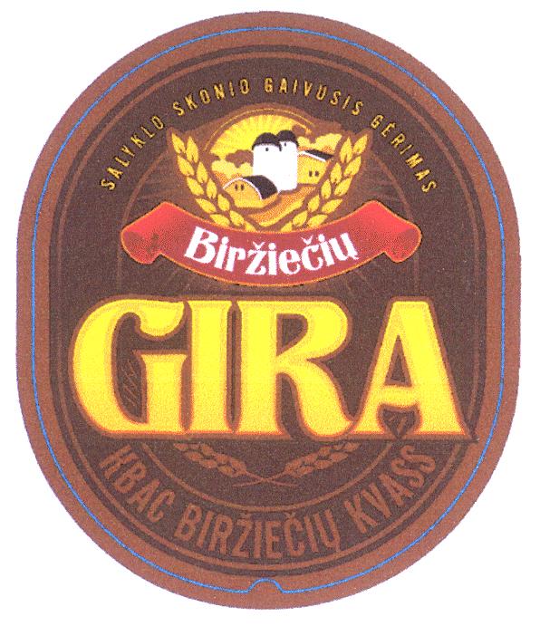 Prekės ženklas: Biržiečių GIRA KVAS BIRŽIEČIŲ KVASS